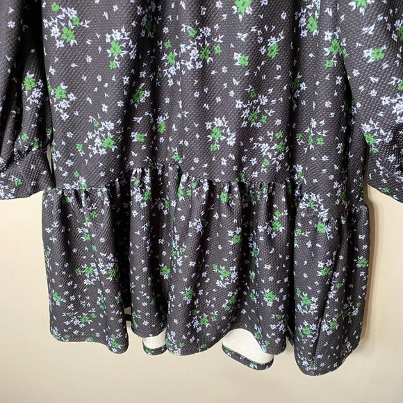 ASOS Women's Sz 10 Tall Balloon Sleeve Floral Print Ruffle Shift Mini Dress Navy - Picture 9 of 16